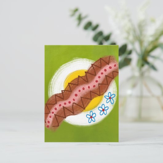 Bacon en eieren Ontbijt Briefkaart (Staand voorkant)