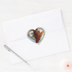 Bacon en eieren op Love Heart Bread Hart Sticker