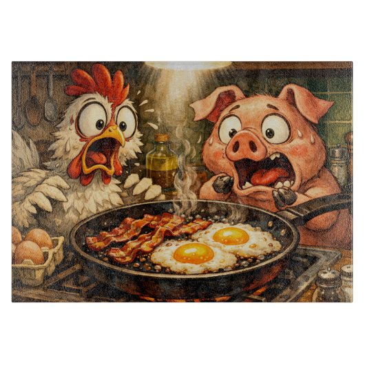 Bacon en Eieren Paniek Snijplank (Voorkant)