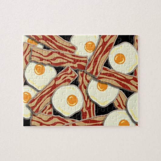 Bacon- en eierspatroon legpuzzel (Horizontaal)