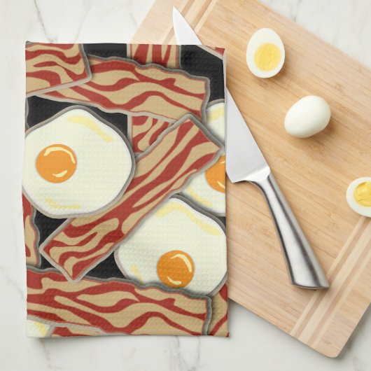 Bacon- en eierspatroon theedoek (Quarter Fold)