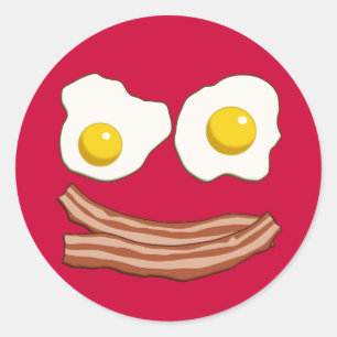 Bacon- en eiersticker ronde sticker