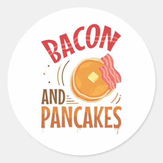 Bacon en Pancakes Ronde Sticker (Voorkant)