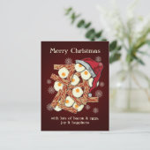 Bacon en Vrolijke Kerstmis van Eieren Feestdagenkaart (Staand voorkant)