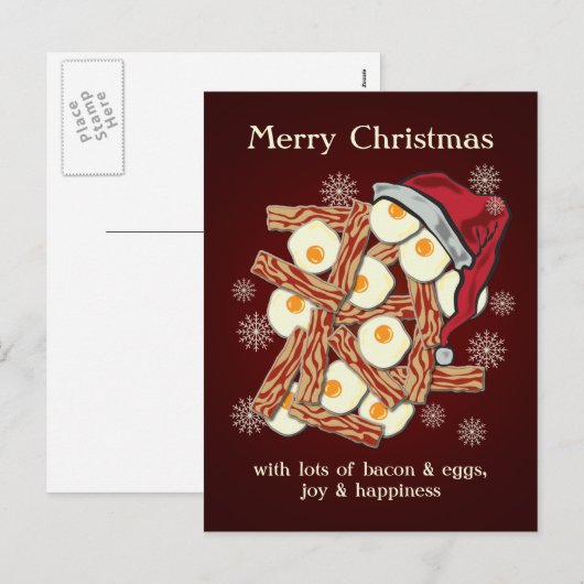 Bacon en Vrolijke Kerstmis van Eieren Feestdagenkaart (Voorkant / Achterkant)