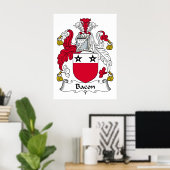 Bacon Family Crest Poster (Thuiskantoor)