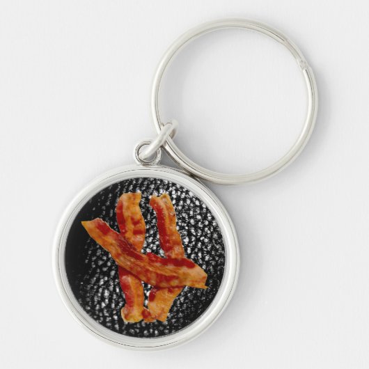 Bacon/Faux zwarte lederen Sleutelhanger (Voorkant)
