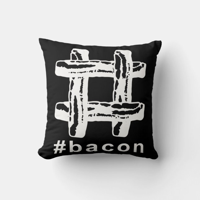 Bacon Fest Hashtag (Zwarte achtergrond) Kussen (Voorkant)