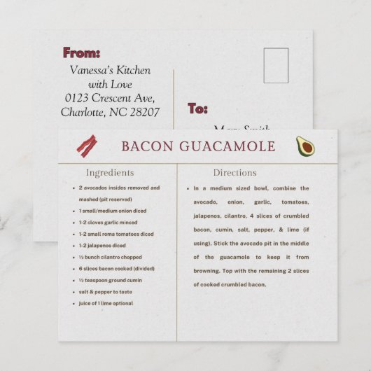 Bacon Guacamole Thanksgiving Recept Kaart (Voorkant / Achterkant)