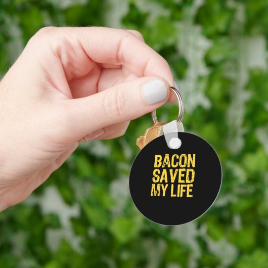 Bacon heeft mijn leven gered Funny Bacon Lover Sleutelhanger (Hand)