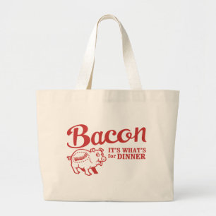 bacon - het is wat voor eten grote tote bag