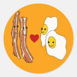 Bacon houdt van eieren Funny Bacon Design Ronde Sticker