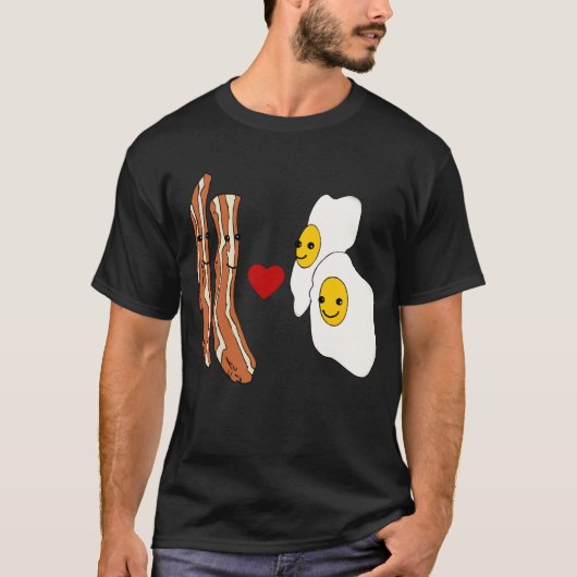 Bacon houdt van eieren Funny Bacon Design T-shirt (Voorkant)