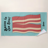 Bacon in de zon Retro Blauwgroen Blauw Strandlaken (Voorkant)