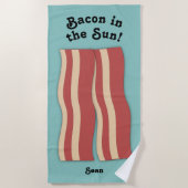 Bacon in de zon Retro Blauwgroen Blauw Strandlaken (Voorkant)