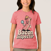 Bacon Inspecteur Grappige Voedsel Tri-Blend Shirt (Voorkant)