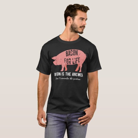 Bacon is het antwoord t-shirt (Voorkant volledig)