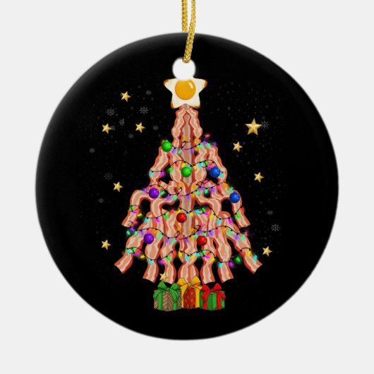 Bacon Kerstboom Ei Top Varkensliefhebber Vrolijk K Keramisch Ornament (Voorkant)
