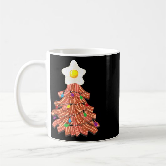 Bacon kerstboomeieren top Funny Pork Lover Xmas Koffiemok (Links)