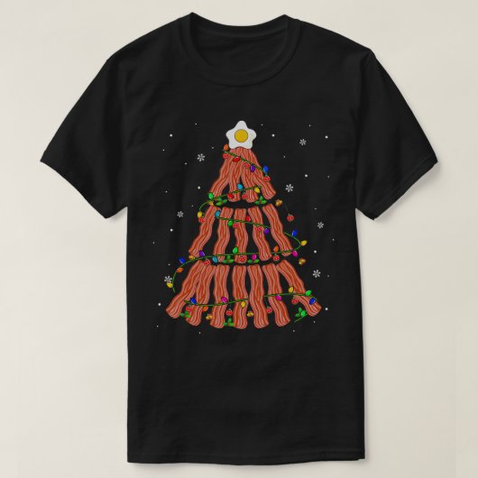 Bacon kerstboomluiden met kersttaart Bacon P T-shirt (Design voorkant)