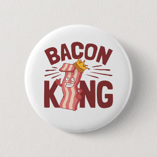 Bacon King Meat Lover Gifts for Men Boy Ronde Button 5,7 Cm