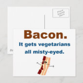 Bacon krijgt vegetariërs met een slechte ogen briefkaart (Voorkant / Achterkant)