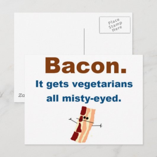Bacon krijgt vegetariërs met een slechte ogen briefkaart (Voorkant / Achterkant)