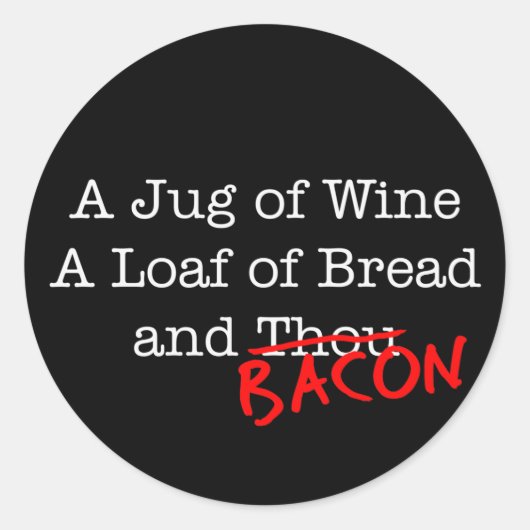 Bacon kruik van wijn ronde sticker (Voorkant)