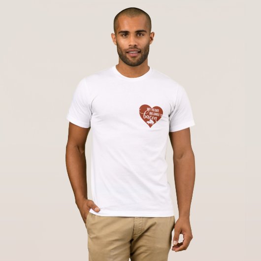 Bacon Lover Heart behoort tot Bacon Funny T-shirt (Voorkant volledig)