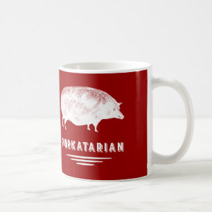 Bacon Lover Porkatarian Pig Red en White Koffiemok