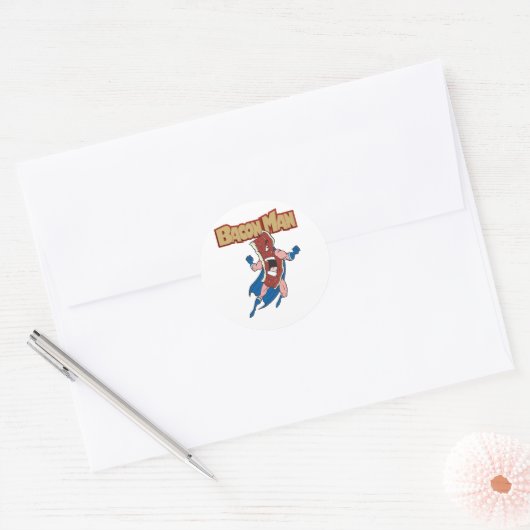 Bacon Man Ronde Sticker (Envelop)