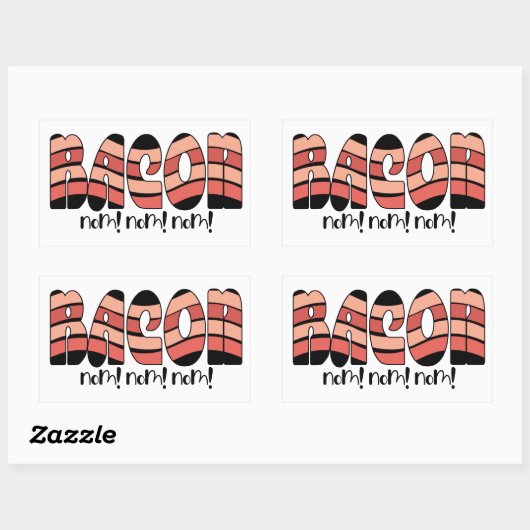 Bacon Nom. Nom. Nom. Rechthoekige Sticker (Vel)