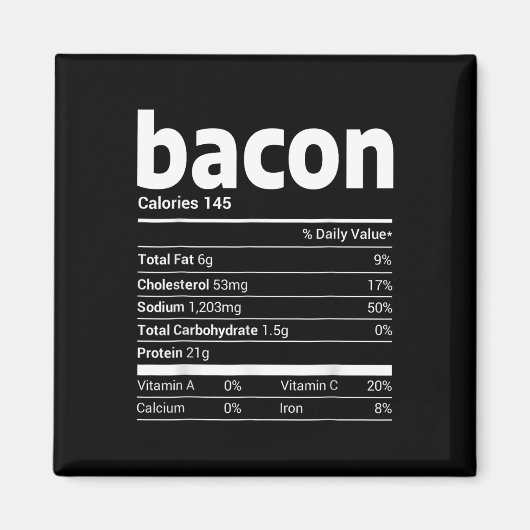 Bacon Nutrition Facts Family Matching Kerstco Magneet (Voorkant)