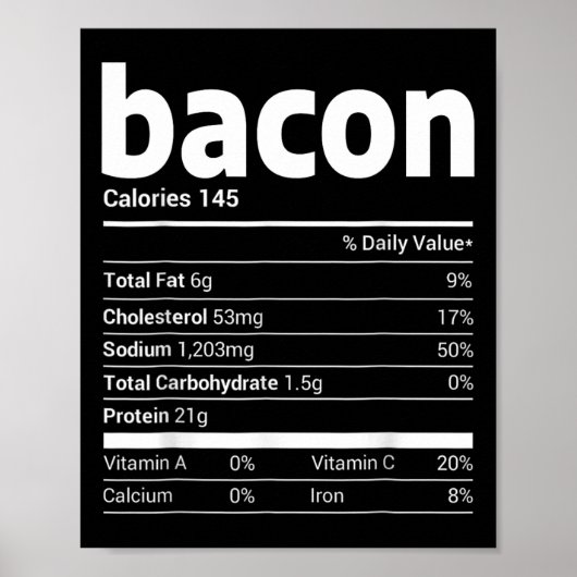 Bacon Nutrition Facts Family Matching Kerstco Poster (Voorkant)