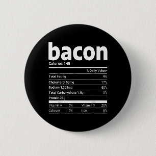Bacon Nutrition Facts Family Matching Kerstco Ronde Button 5,7 Cm