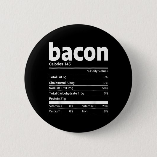 Bacon Nutrition Facts Family Matching Kerstco Ronde Button 5,7 Cm (Voorkant)