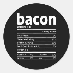 Bacon Nutrition Facts Family Matching Kerstco Ronde Sticker