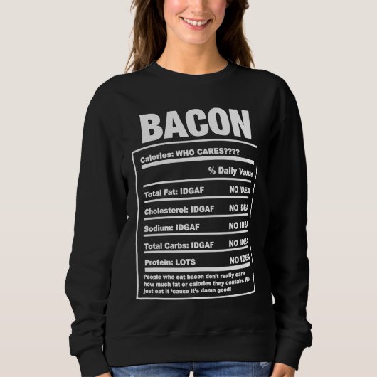 Bacon Nutrition Facts Halloween Costume Trui (Voorkant)