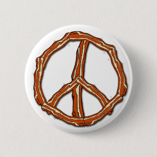 Bacon Peace Sign T-shirts, Hoodies, cadeautjes Ronde Button 5,7 Cm