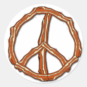 Bacon Peace Sign T-shirts, Hoodies, cadeautjes Ronde Sticker