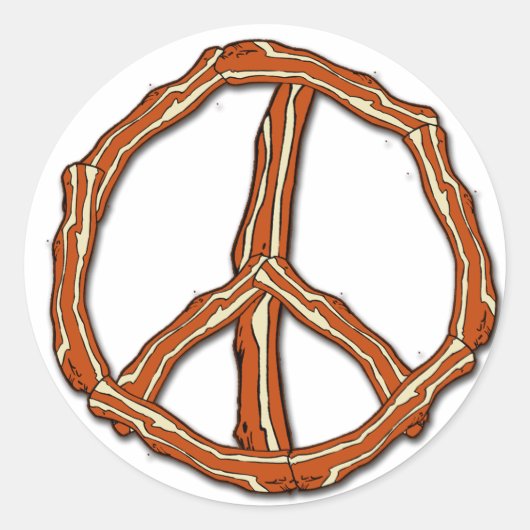 Bacon Peace Sign T-shirts, Hoodies, cadeautjes Ronde Sticker (Voorkant)