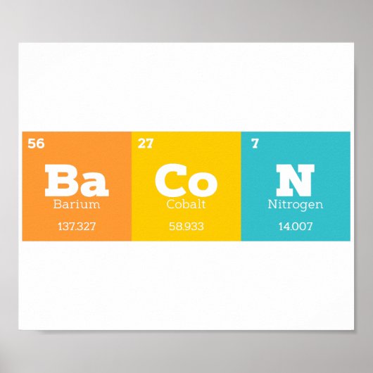 Bacon Periodic Table Chemistry Teacher of Student Poster (Voorkant)