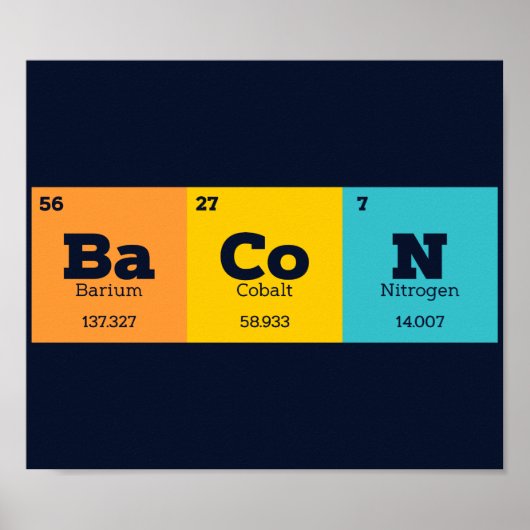 Bacon Periodic Table Chemistry Teacher of Student Poster (Voorkant)