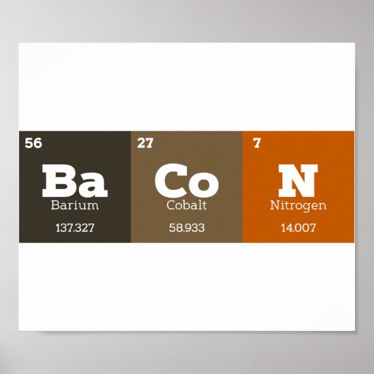 Bacon Periodic Table Chemistry Teacher of Student Poster (Voorkant)