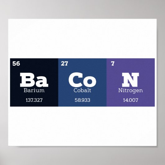 Bacon Periodic Table Chemistry Teacher of Student Poster (Voorkant)