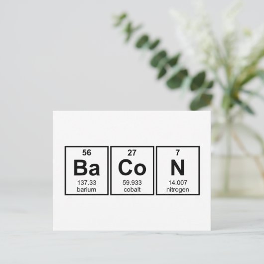 Bacon Periodic Table Element Symbolen Briefkaart (Staand voorkant)