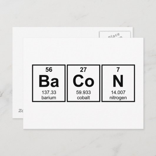 Bacon Periodic Table Element Symbolen Briefkaart (Voorkant / Achterkant)