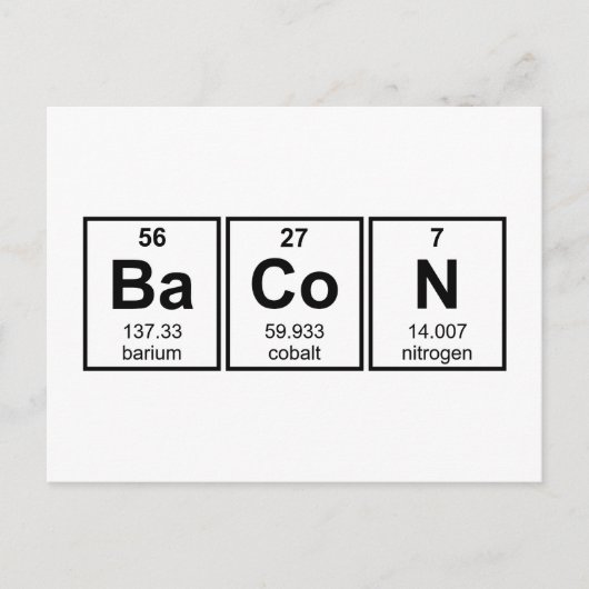Bacon Periodic Table Element Symbolen Briefkaart (Voorkant)