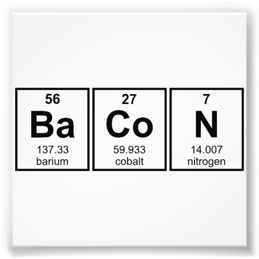 Bacon Periodic Table Element Symbolen Foto Afdruk (Voorkant)