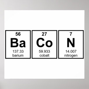 Bacon Periodic Table Element Symbolen Poster